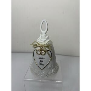 Vintage Bless This Day Bell 1997 Roman Inc Wedding 50th Anniversary